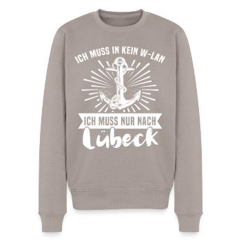 Lübeck - Männer Premium Bio Pullover - Taupe - Vorne - Nico (187cm)