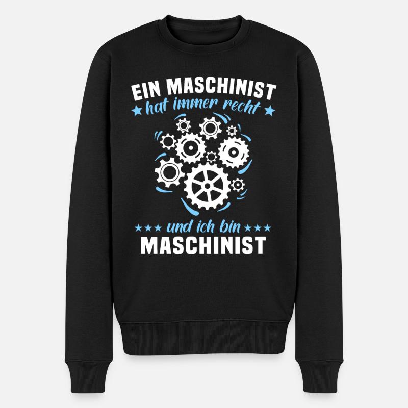 Maschinist Sprüche Maschinisten - Männer Premium Bio Pullover - Schwarz