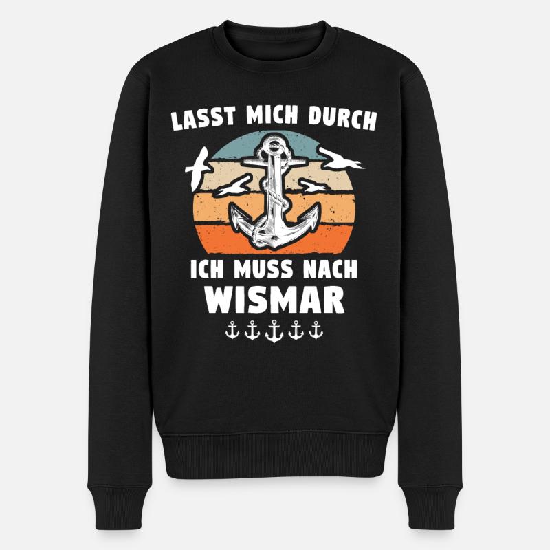 Stadt Wismar Sprüche Wismarer - Männer Premium Bio Pullover - Schwarz