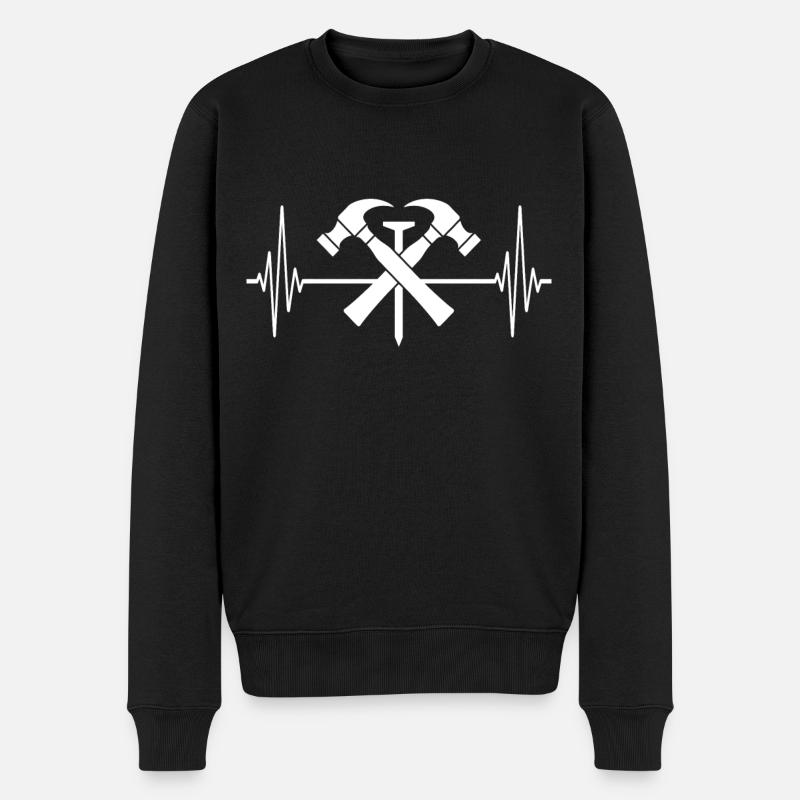 Dachdecker EKG Dachdecken Herzlinie - Männer Premium Bio Pullover - Schwarz