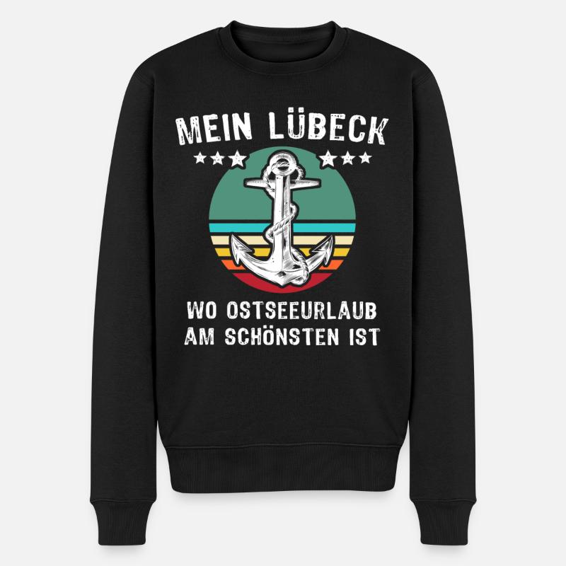 Lübeck Ostsee Lübecker Sprüche - Männer Premium Bio Pullover - Schwarz