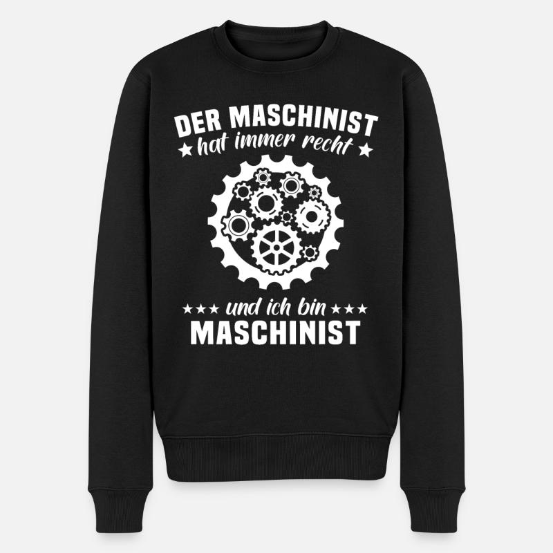 Maschinist - Männer Premium Bio Pullover - Schwarz