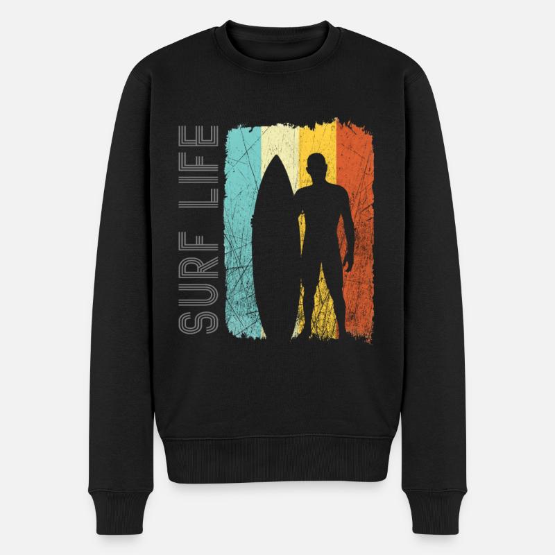 Surfeur au look rétro - Pull Premium bio Homme - noir