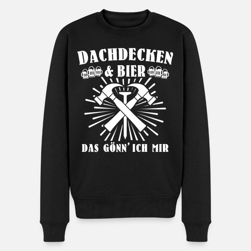 Dachdecker Biertrinker Dachdecken Bier - Männer Premium Bio Pullover - Schwarz