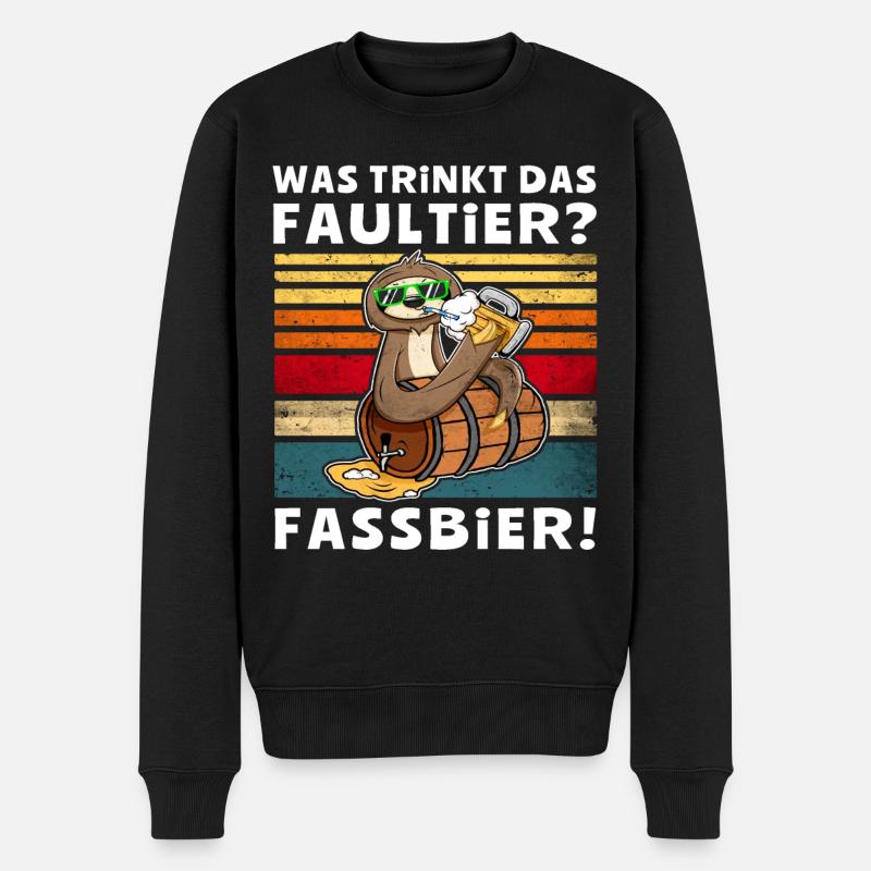 Bier Fassbier Faultier Trinksprüche - Männer Premium Bio Pullover - Schwarz