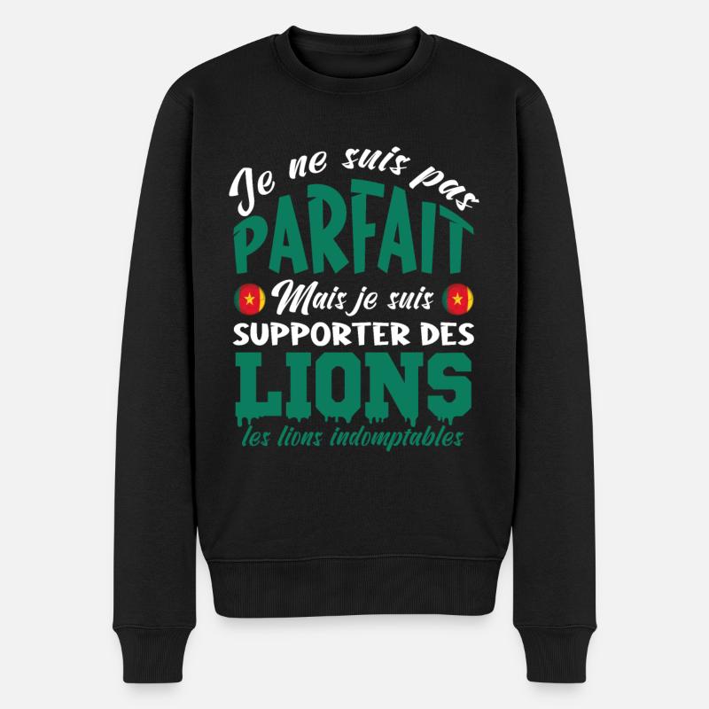 je supporte Les Lions indomptables, Cameroun - Pull Premium bio Homme - noir