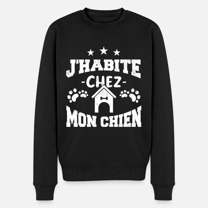 J'habite chez mon chien - Pull Premium bio Homme - noir