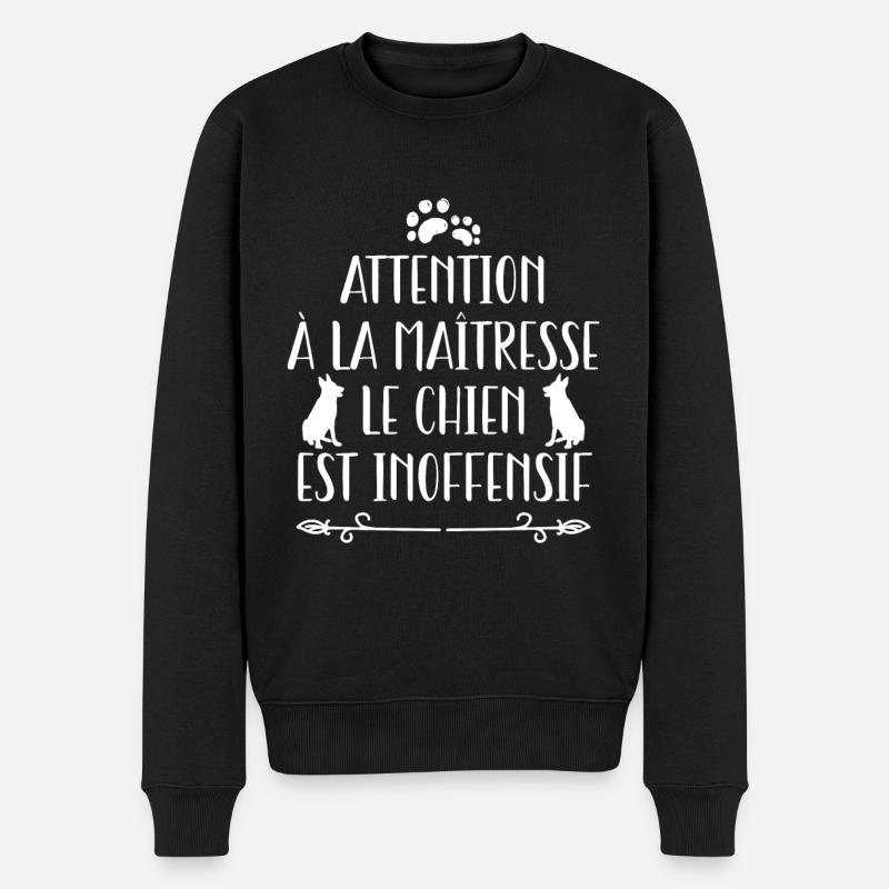 attention à la maîtresse le chien est inoffensif - Pull Premium bio Homme - noir