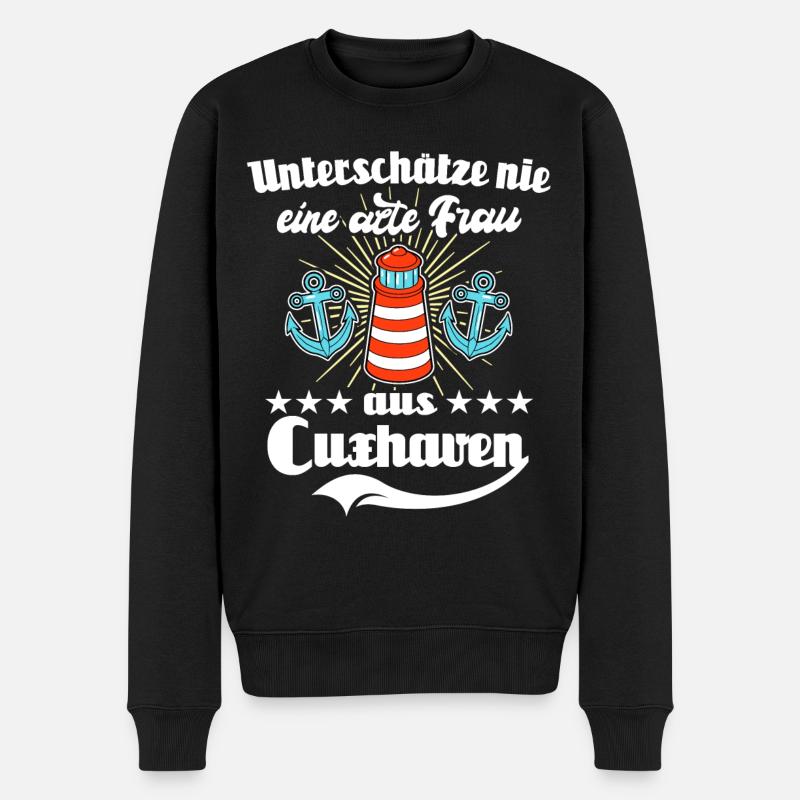 Cuxhaven Sprüche Cuxhavener Urlaub - Männer Premium Bio Pullover - Schwarz
