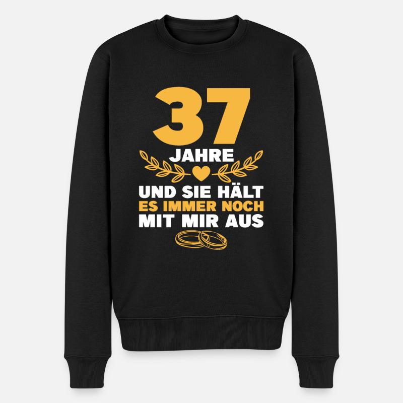 Malachithochzeit 37. Hochzeitstag Geschenk Mann - Männer Premium Bio Pullover - Schwarz