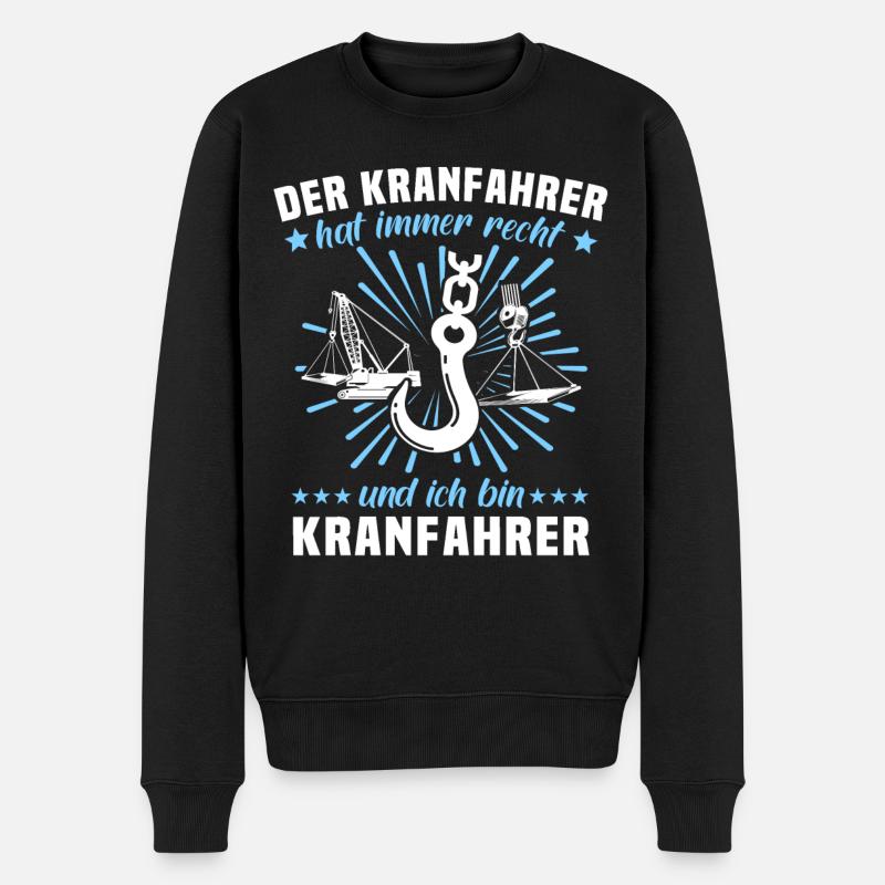 Kranführer Kran Kranfahrer - Männer Premium Bio Pullover - Schwarz