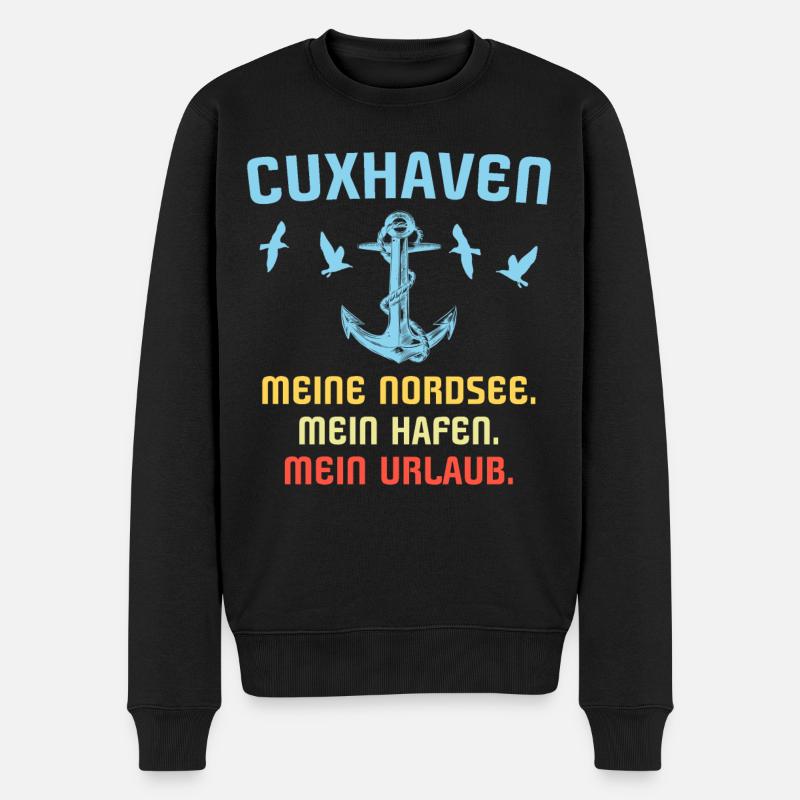 Cuxhaven Sprüche Cuxhavener Souvenir - Männer Premium Bio Pullover - Schwarz