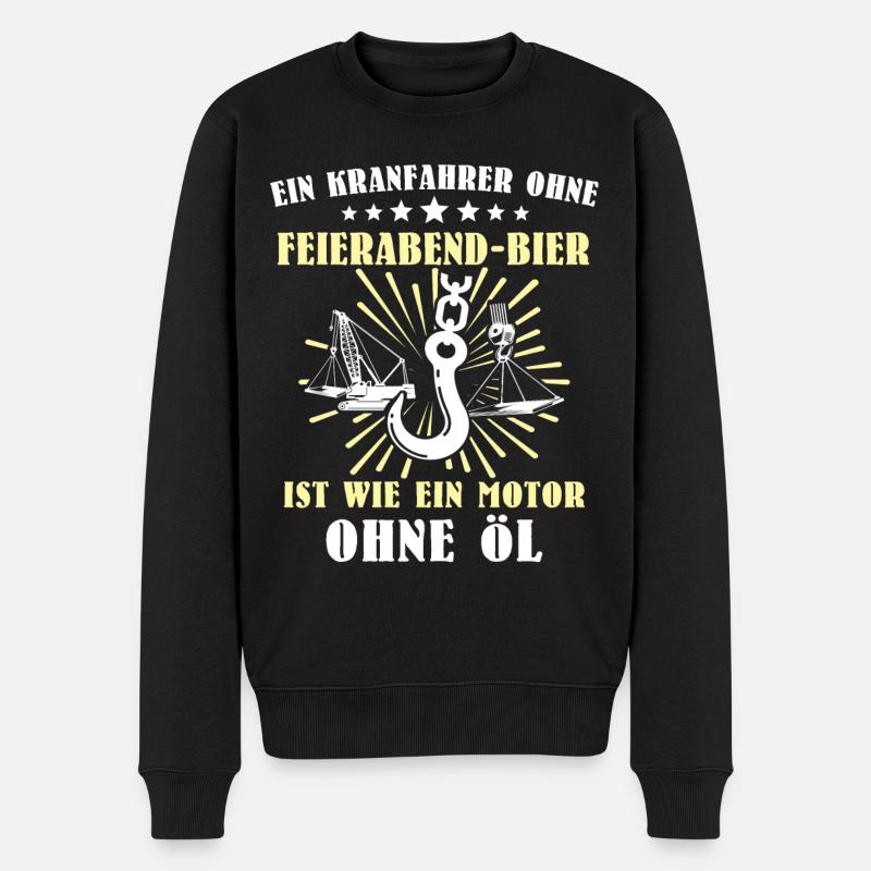 Kranführer Kran Bier Kranfahrer - Männer Premium Bio Pullover - Schwarz