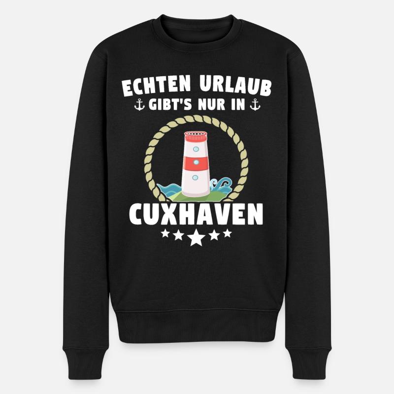 Cuxhaven Souvenir Cuxhavener Nordsee - Männer Premium Bio Pullover - Schwarz