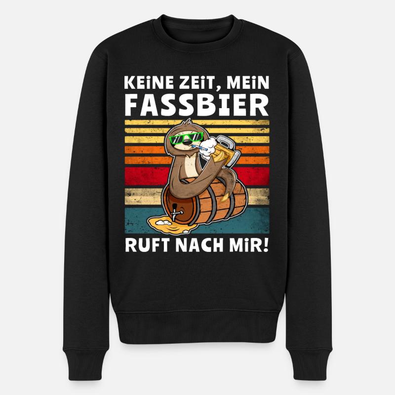 Bier Fassbier Faultier Saufsprüche - Männer Premium Bio Pullover - Schwarz