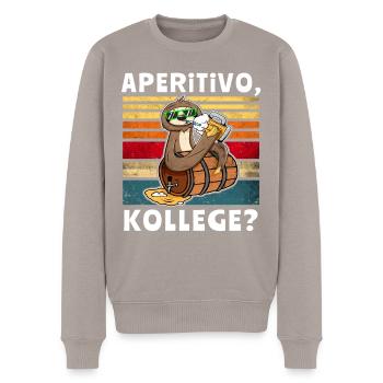 Bier Faultier Trinksprüche - Männer Premium Bio Pullover - Taupe - Vorne - Nico (187cm)