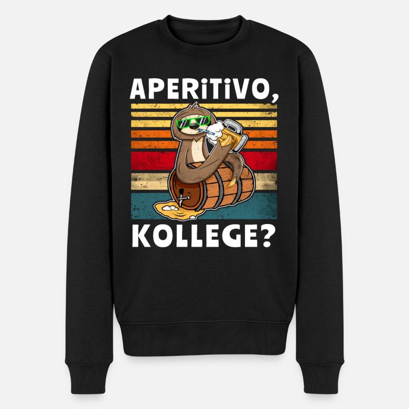 Bier Faultier Trinksprüche - Männer Premium Bio Pullover - Schwarz