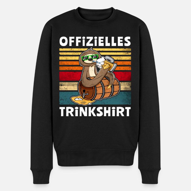 Bier Faultier Trinksprüche - Männer Premium Bio Pullover - Schwarz