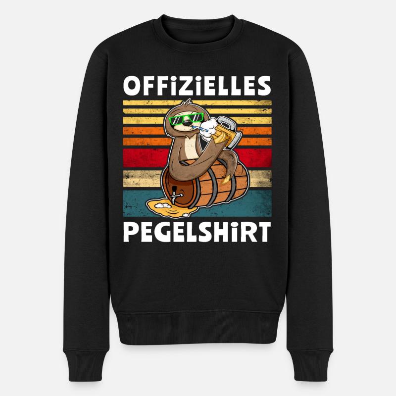 Bier Faultier Trinksprüche - Männer Premium Bio Pullover - Schwarz
