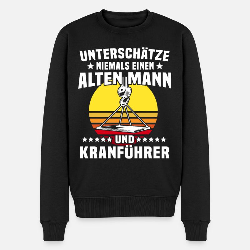 Kranführer Kranfahrer Kran - Männer Premium Bio Pullover - Schwarz
