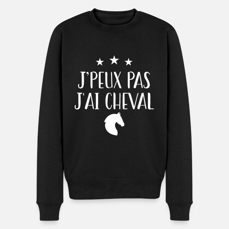 j'peux pas j'ai cheval - Pull Premium bio Homme - noir
