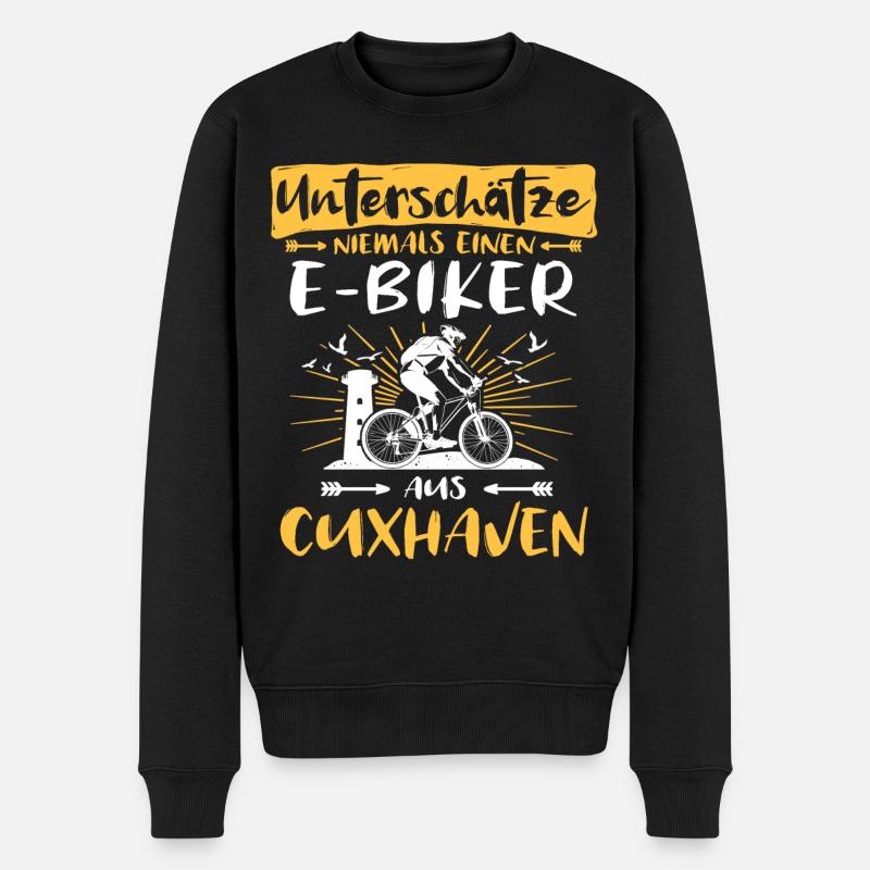 Cuxhaven Ebike Cuxhavener Ebiker - Männer Premium Bio Pullover - Schwarz