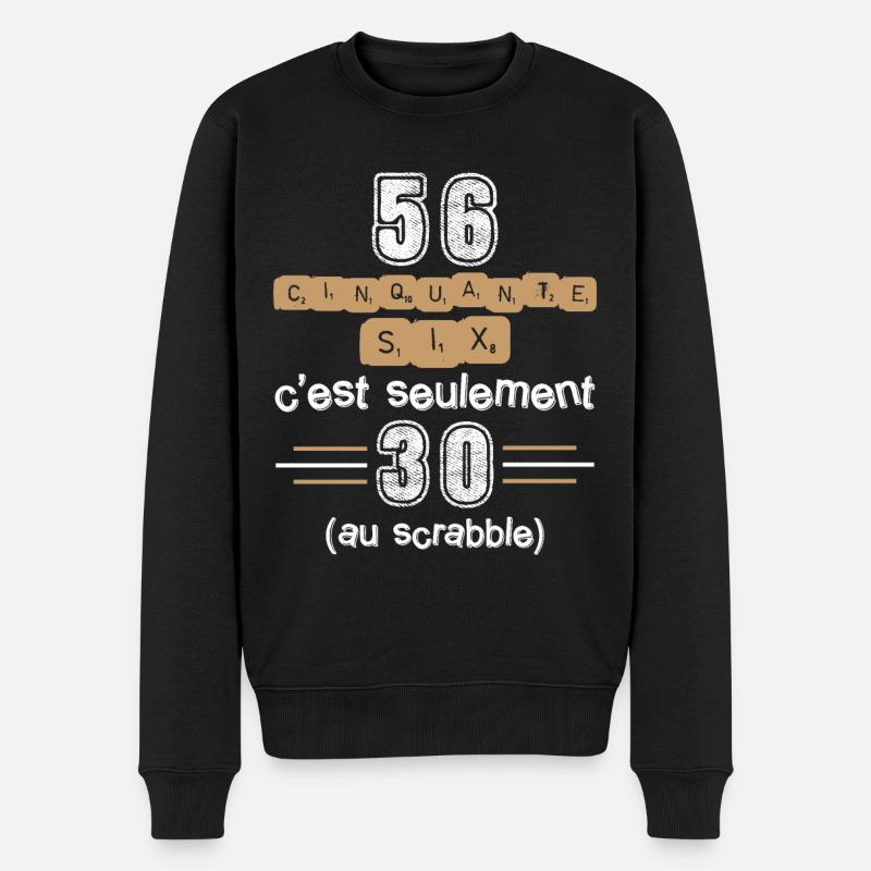 Anniversaire 56 ans, idée cadeau date de naissance - Pull Premium bio Homme - noir