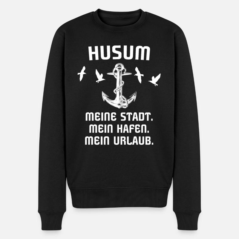 Husum - Männer Premium Bio Pullover - Schwarz