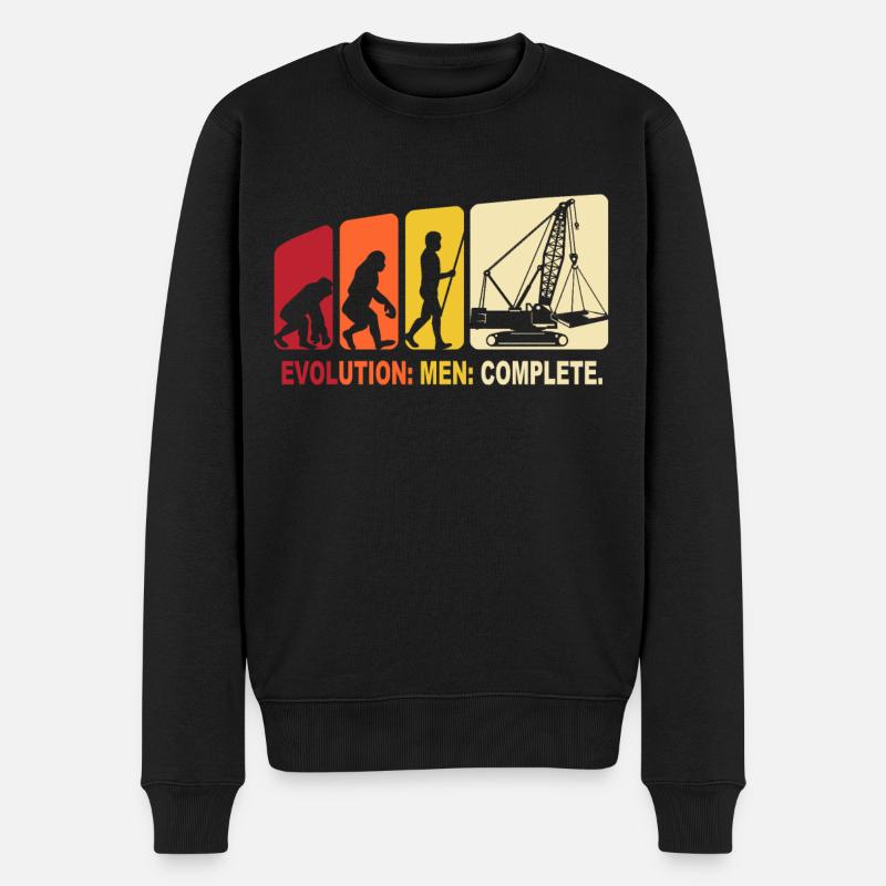 Kranführer Evolution Kranfahrer - Männer Premium Bio Pullover - Schwarz