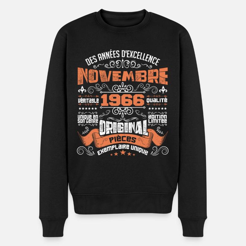 Novembre 1966 - Pull Premium bio Homme - noir