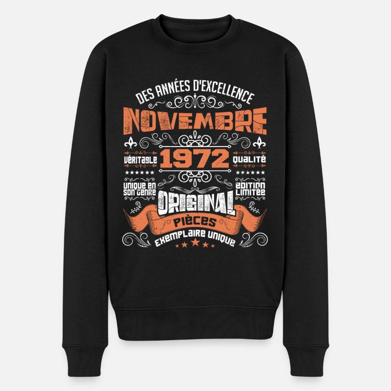 Novembre 1972 - Pull Premium bio Homme - noir
