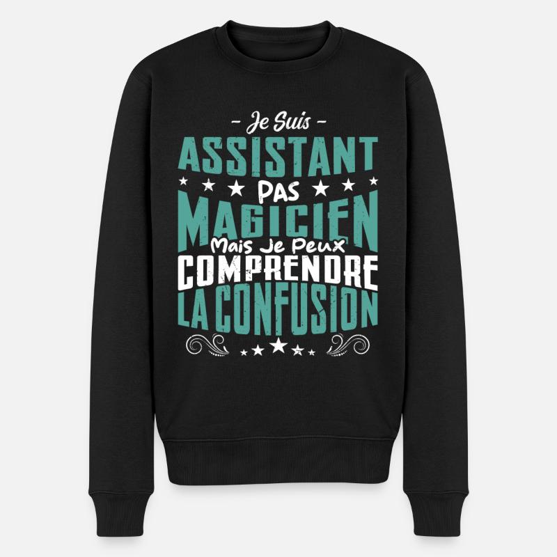 Je Suis Assistant Pas Magicien - Pull Premium bio Homme - noir