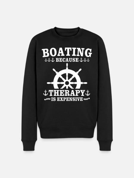 Captain Boating Therapy - Männer Premium Bio Pullover - Schwarz