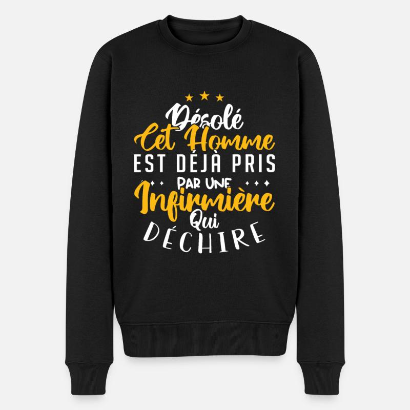 Cet Homme Est Déjà Pris Par Une Infirmière - Pull Premium bio Homme - noir