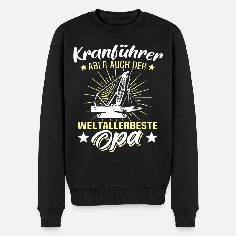 Kranfahrer Opa Kranführer Opas - Männer Premium Bio Pullover - Schwarz