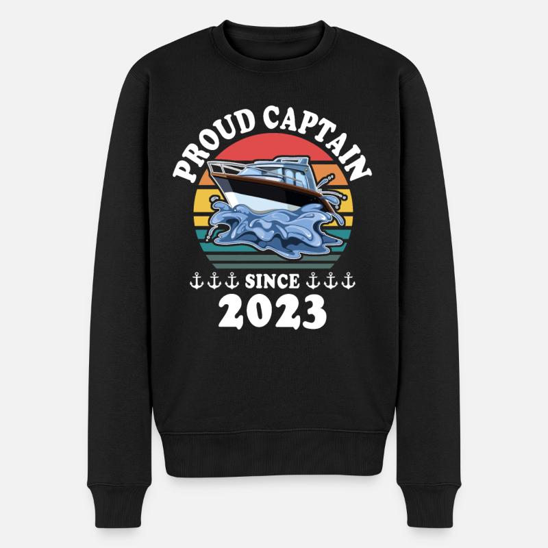 Kapitän 2023 Bootsführerschein Boot - Männer Premium Bio Pullover - Schwarz