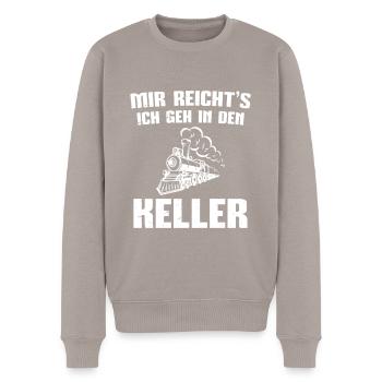 Modelleisenbahn Lok Modellbau Modelleisenbahner - Männer Premium Bio Pullover - Taupe - Vorne - Nico (187cm)