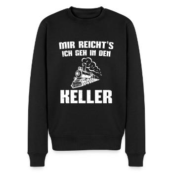 Modelleisenbahn Lok Modellbau Modelleisenbahner - Männer Premium Bio Pullover - Schwarz - Vorne - Nico (187cm)