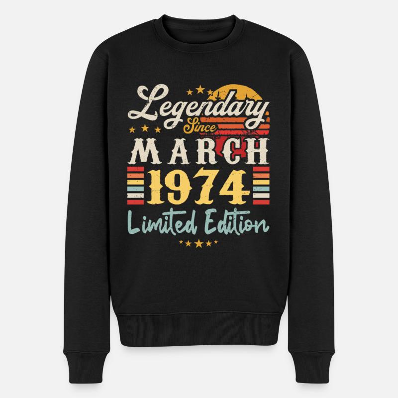 Legendär seit März 1974 - Limited Edition - Männer Premium Bio Pullover - Schwarz