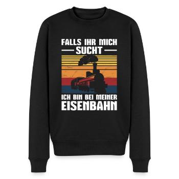 Modellbau Dampflok Modelleisenbahn Eisenbahner - Männer Premium Bio Pullover - Schwarz - Vorne - Nico (187cm)