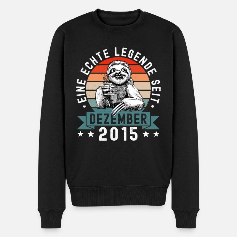 Faultier Geburtstag Dezember 2015 Geboren Jahrgang - Männer Premium Bio Pullover - Schwarz