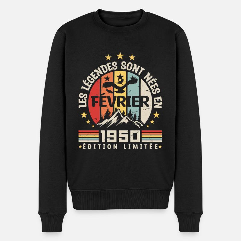 les légendes sont née en Février 1950 - Pull Premium bio Homme - noir