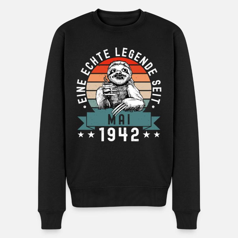 Faultier Geburtstag Mai 1942 Geboren Jahrgang 1942 - Männer Premium Bio Pullover - Schwarz