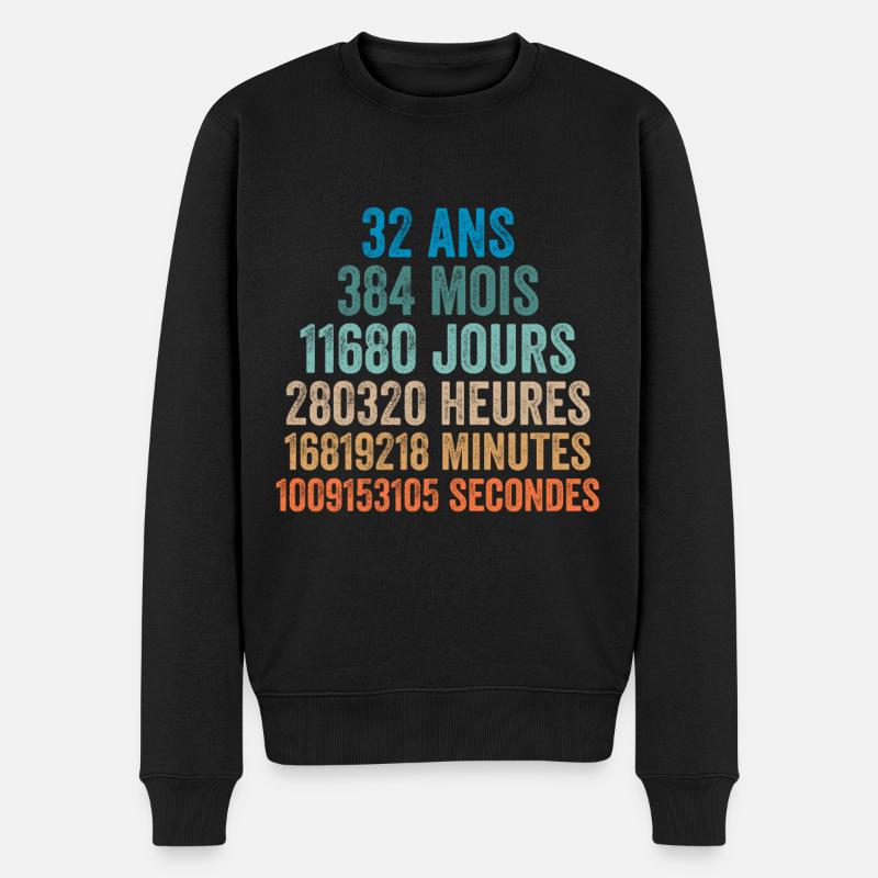 32 Ans Anniversaire - cadeau d'anniversaire - Pull Premium bio Homme - noir