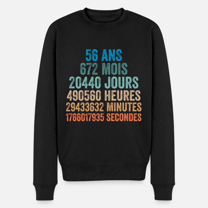 56 Ans Anniversaire - cadeau d'anniversaire - Pull Premium bio Homme - noir