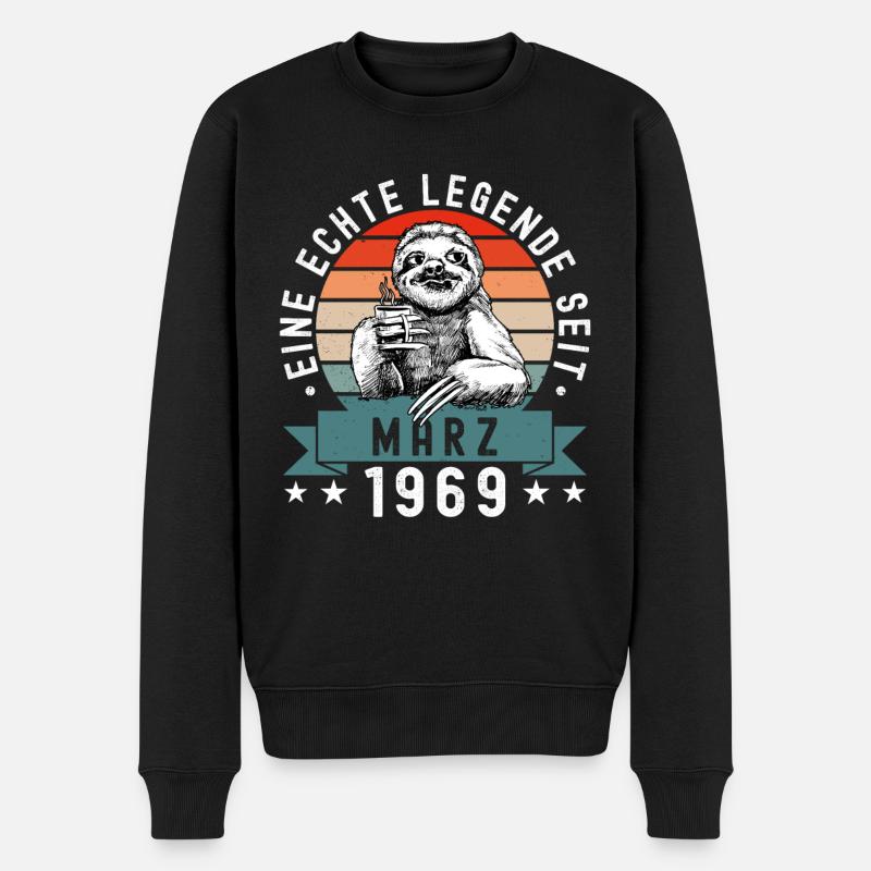 Faultier Geburtstag März 1969 Geboren Jahrgang - Männer Premium Bio Pullover - Schwarz