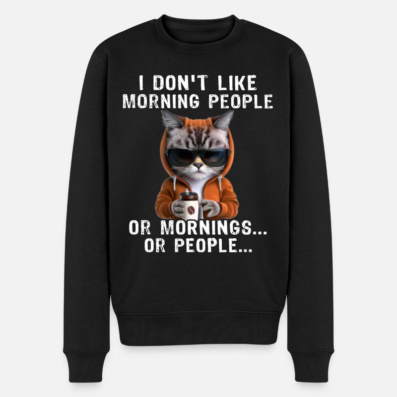 Morning People Café Chat - Pull Premium bio Homme - noir