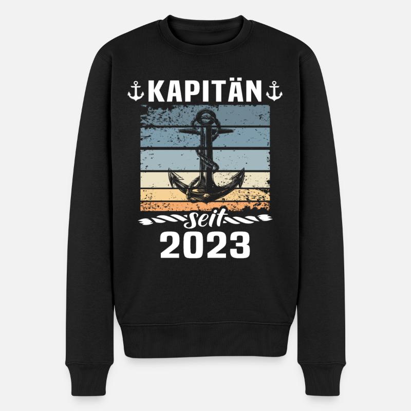 Kapitän 2023 Bootsführerschein Boot - Männer Premium Bio Pullover - Schwarz