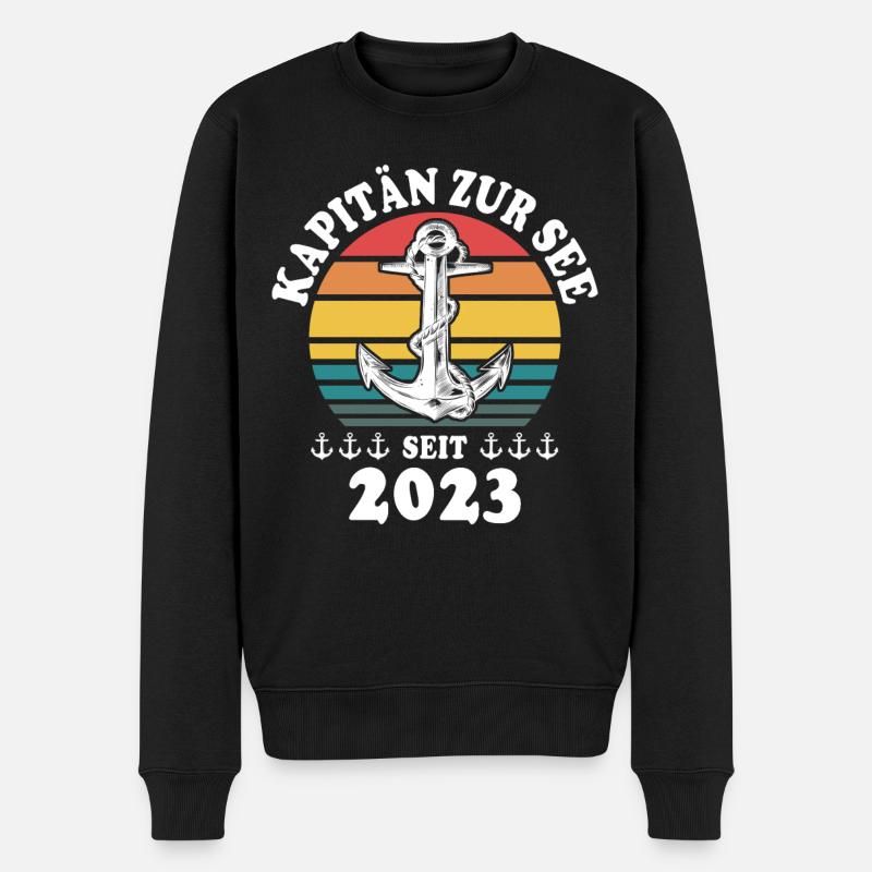 Kapitän Boot Bootsführerschein 2023 - Männer Premium Bio Pullover - Schwarz