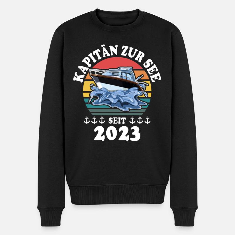 Kapitän Boot Bootsführerschein 2023 - Männer Premium Bio Pullover - Schwarz